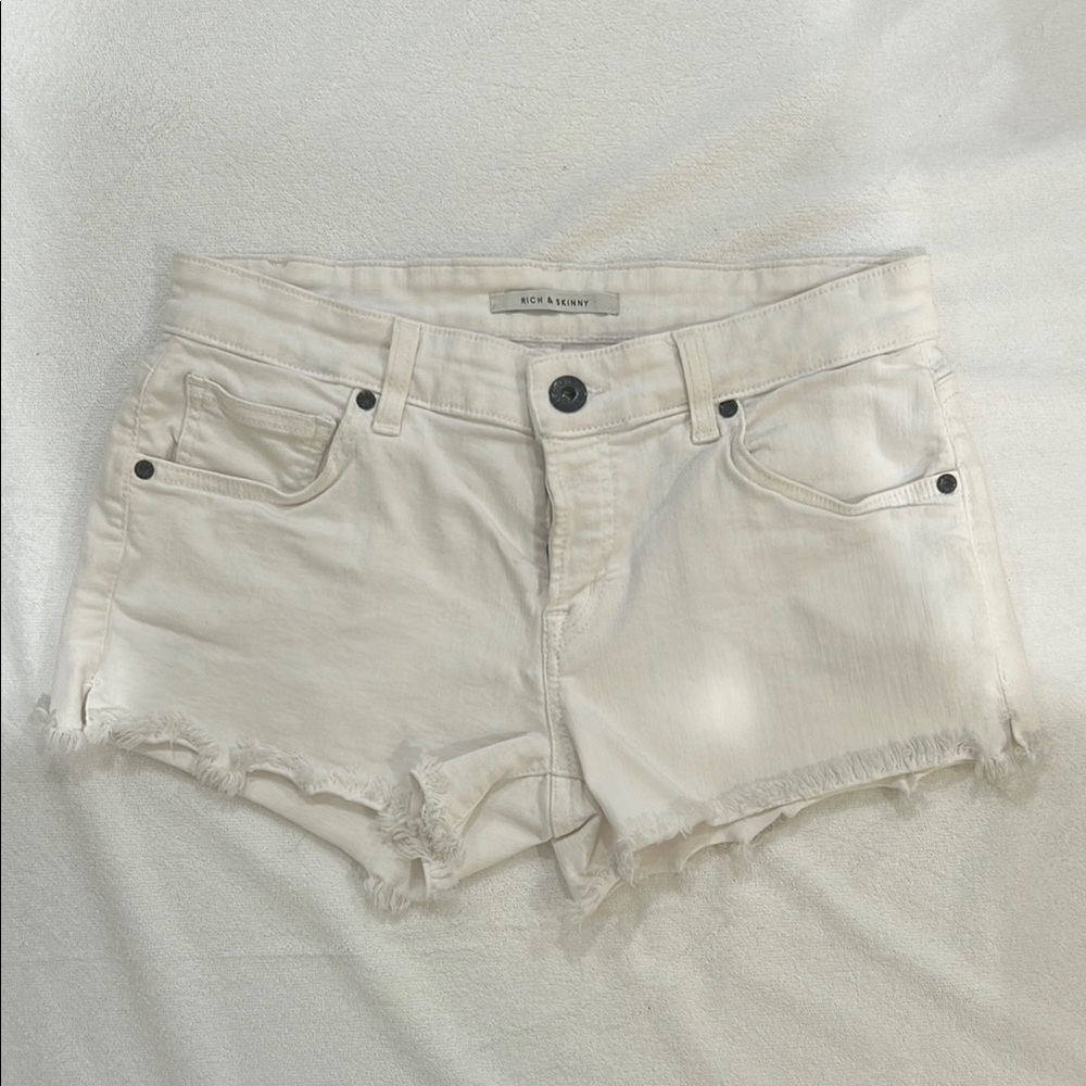 Rich & Skinny White Denim Shorts